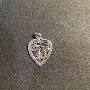 Sweet 16 Heart Charm  in Silver